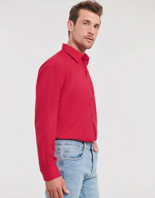 Russell Collection Men LS Classic Poplin